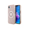 Чехол Guess PC/TPU 4G Glitter Triangle logo для iPhone 16e/17e. Цвет: розовый