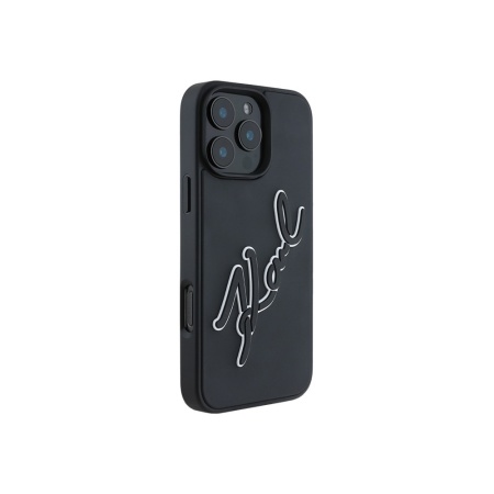 Чехол Lagerfeld 3D Rubber Bicolor Signature для iPhone 16 Pro Max. Цвет: черный