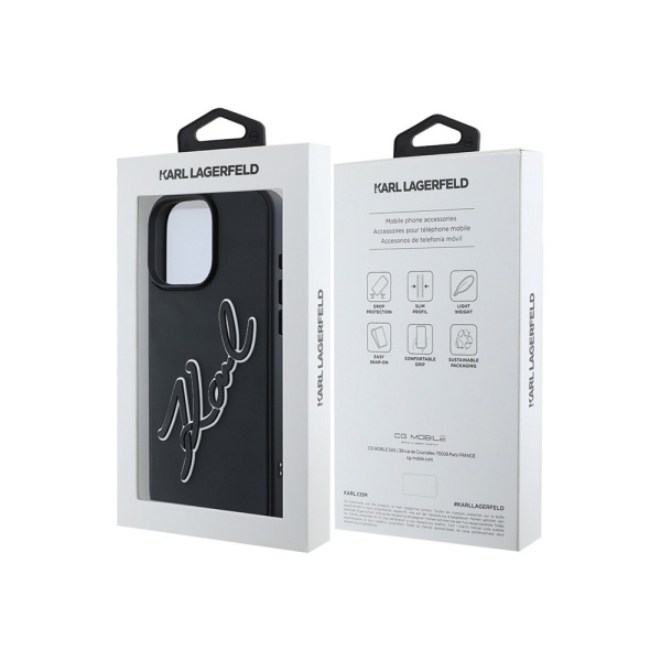 Чехол Lagerfeld 3D Rubber Bicolor Signature для iPhone 16 Pro Max. Цвет: черный