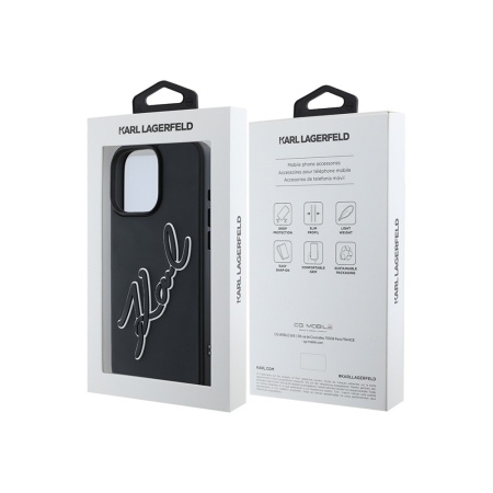 Чехол Lagerfeld 3D Rubber Bicolor Signature для iPhone 16 Pro Max. Цвет: черный