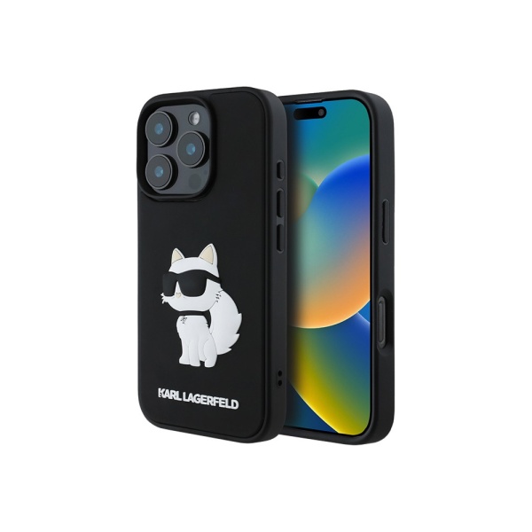 Чехол Lagerfeld 3D Rubber NFT Choupette для iPhone 16 Pro Max. Цвет: черный
