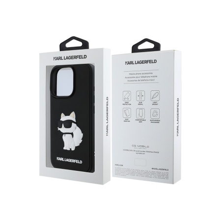 Чехол Lagerfeld 3D Rubber NFT Choupette для iPhone 16 Pro Max. Цвет: черный