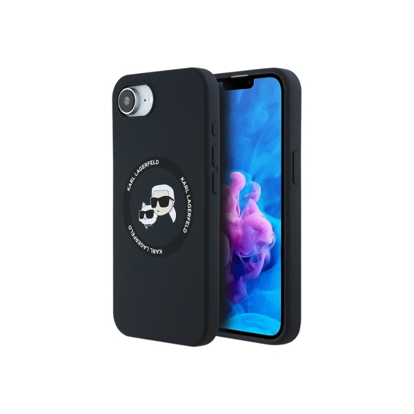 Чехол Lagerfeld Liquid Silicone NFT Karl & Choupette Heads для iPhone 16e. Цвет: черный