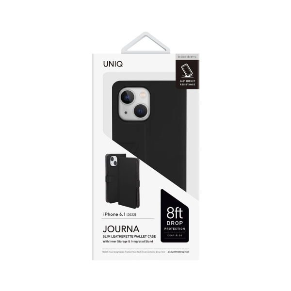 Чехол-книжка Uniq Journa Heritage для iPhone 14, искусств. кожа. Цвет: чёрный