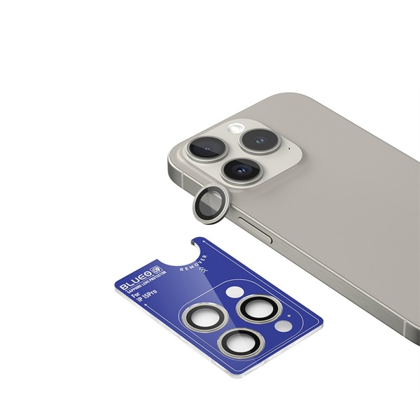 Защитное стекло BlueO Camera lens SAPPHIRE metal armor д/камеры iPhone 15 Pro (3 шт.). Цвет: нат.тит