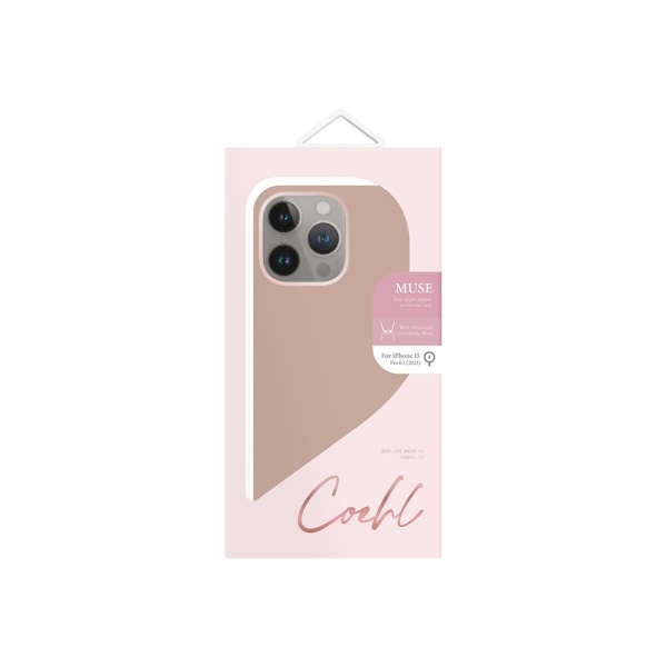Чехол Uniq COEHL MUSE Leatherette with Strap MagSafe для iPhone 15 Pro. Цвет: розовый