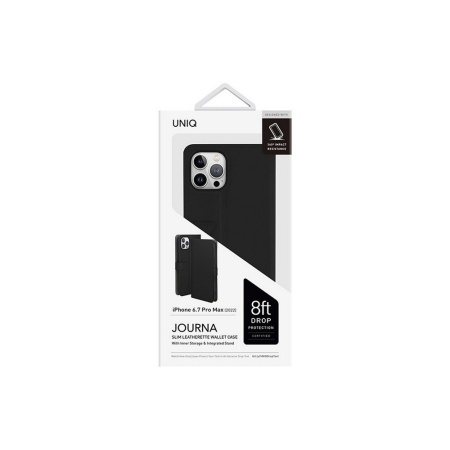 Чехол-книжка Uniq Journa Heritage для iPhone 14 Pro Max, искусств. кожа. Цвет: чёрный
