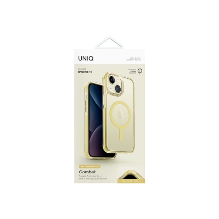 Чехол Uniq Combat AF MagSafe для iPhone 15. Цвет: прозрачный жёлтый