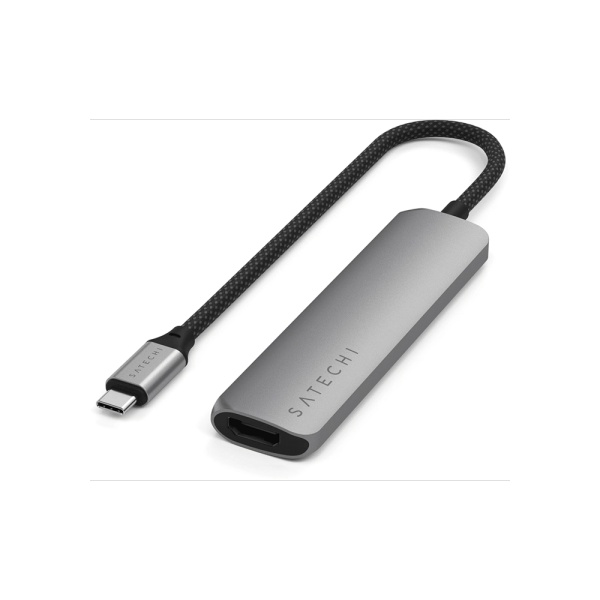 Хаб Satechi Slim Multiport Adapter 4-in-1 1xUSB-C PD, 2xUSB-A 3.2 gen.2, 1xHDMI 4K. Цвет: серый косм