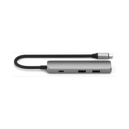 Хаб Satechi Slim Multiport Adapter 4-in-1 1xUSB-C PD, 2xUSB-A 3.2 gen.2, 1xHDMI 4K. Цвет: серый косм