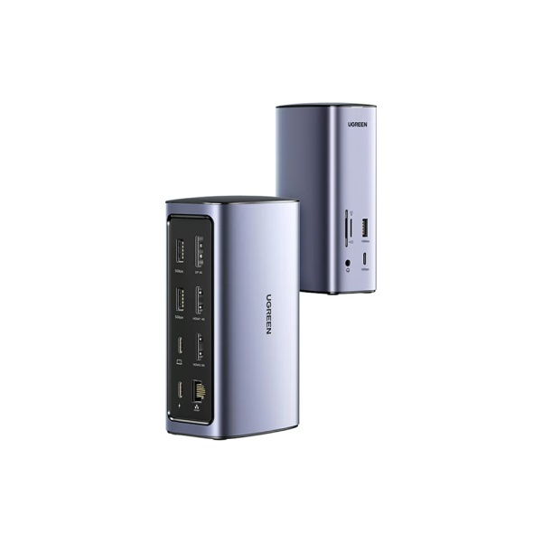 Хаб UGREEN CM555 Revodok Pro 12-in-1 8K@60Hz USB-C Multifunction Docking Station. Цвет: серый