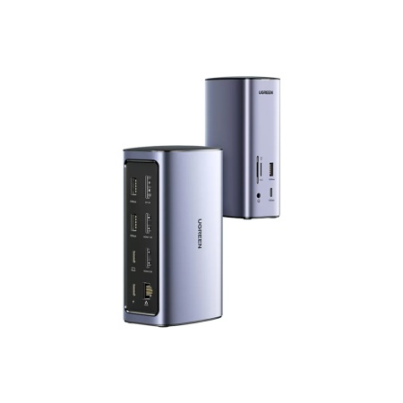 Хаб UGREEN CM555 Revodok Pro 12-in-1 8K@60Hz USB-C Multifunction Docking Station. Цвет: серый
