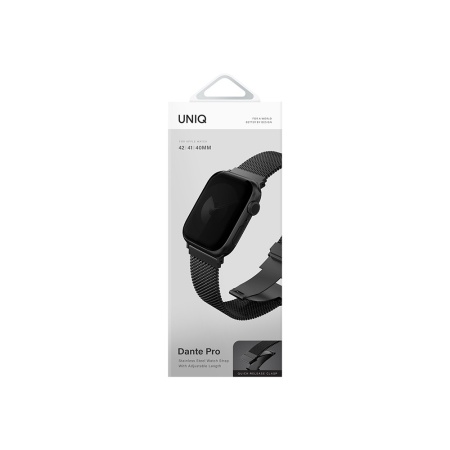 Ремешок из стали Uniq Dante PRO Strap Mesh Steel для Apple Watch 40/41/42мм. Цвет: черный