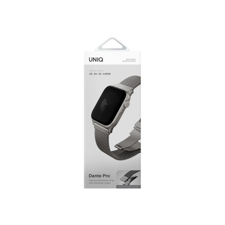 Ремешок Uniq Dante PRO Strap Mesh Steel для Apple Watch 49мм/45мм/44мм/42мм. Цвет: серебристый
