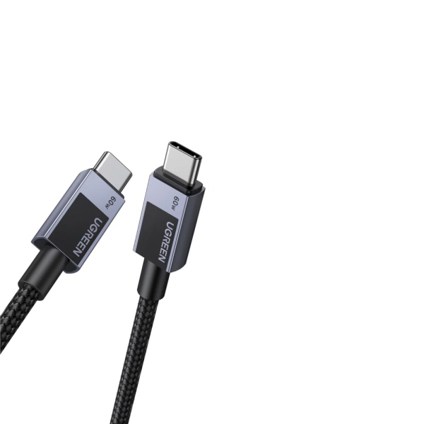 Кабель UGREEN  L524 USB-C to USB-C PD 3A Fast Charging Braided Date Cable, 2м. Цвет: серый космос