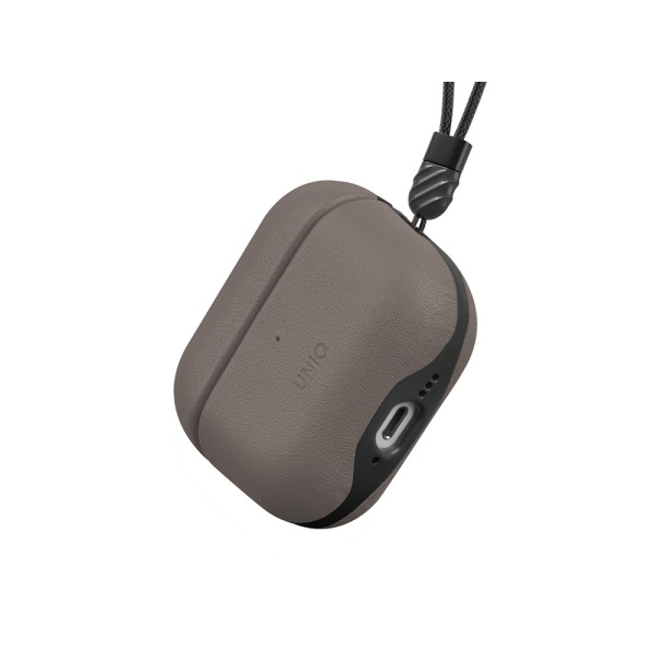 Чехол UNIQ Lyden Leatherette with handstrap для AirPods 4. Цвет: серый