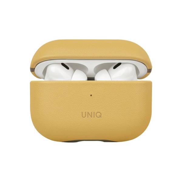Чехол Uniq Lyden DS Leatherette для AirPods Pro 2 с ремешком. Цвет: желтый/серый