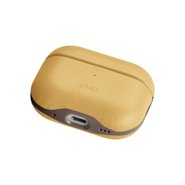 Чехол Uniq Lyden DS Leatherette для AirPods Pro 2 с ремешком. Цвет: желтый/серый