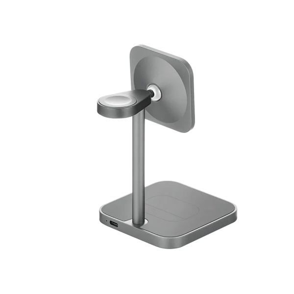 Беспроводное зарядное устройство uBear Evoke 3 в 1, MagSafe, 25W. Цвет: серый