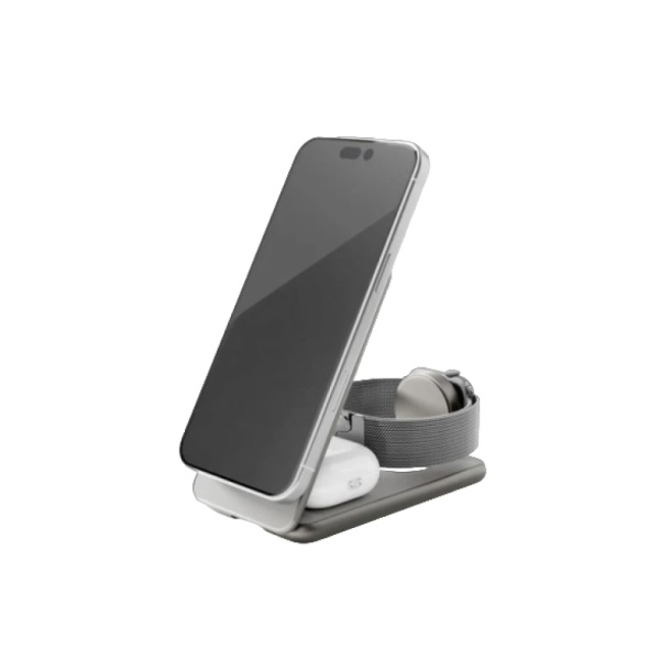 Беспроводное з/у VLP Alum Power Pro 3 в 1 с Magsafe. Цвет: натуральный титан