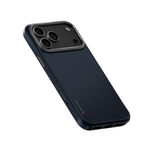 Чехол Uniq KEVA Kevlar Carbon с MagSafe для iPhone 17 Pro. Цвет: синий