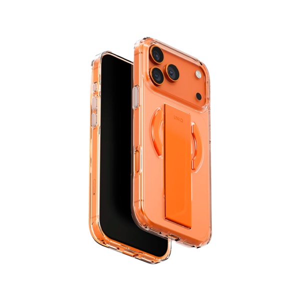 Чехол Uniq Heldro Air with FlexGrip с MagSafe для iPhone 17 Pro Max. Цвет: прозрачный оранжевый