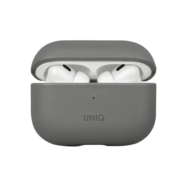 Чехол Uniq Lyden DS Leatherette для AirPods Pro 2 с ремешком. Цвет: серый/черный