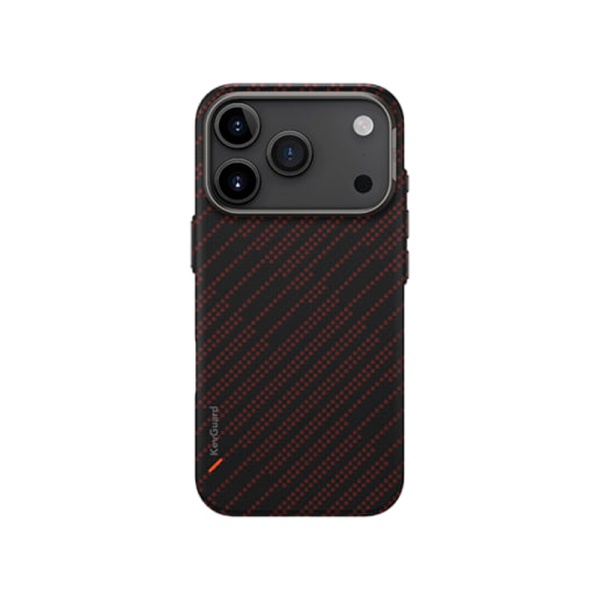 Чехол Uniq KEVA EDGE Full Kevlar Carbon с MagSafe для iPhone 17 Pro. Цвет: оранжевый