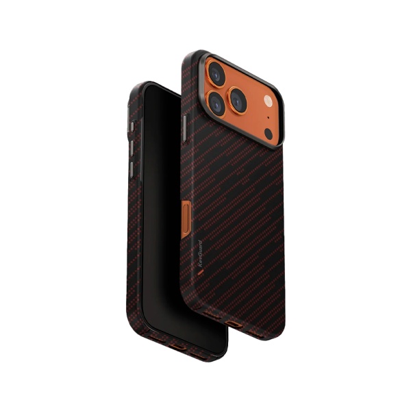 Чехол Uniq KEVA EDGE Full Kevlar Carbon с MagSafe для iPhone 17 Pro Max. Цвет: оранжевый