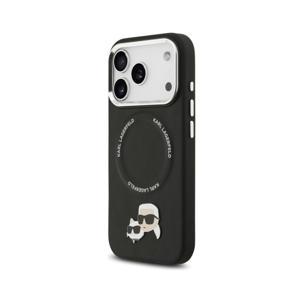 Чехол Lagerfeld PU NFT Karl & Choup heads Metal pin & Cam для iPhone 17 Pro Max. Цвет: черный