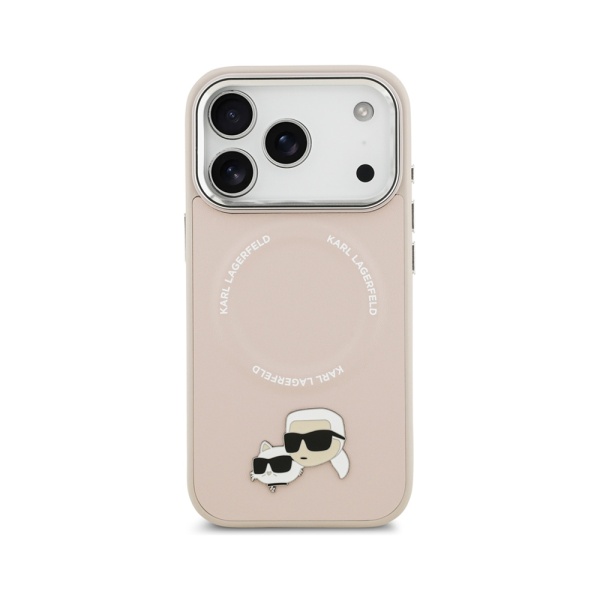 Чехол Lagerfeld PU NFT Karl & Choup heads Metal pin & Cam для iPhone 17 Pro Max. Цвет: розовый