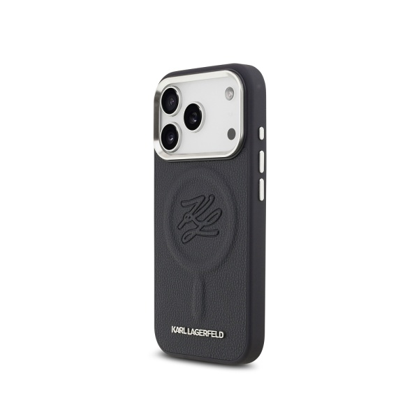 Чехол Lagerfeld PU Debossed Initials Metal logo & Camera для iPhone 17 Pro. Цвет: синий