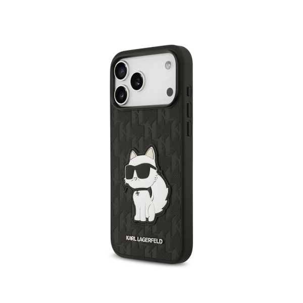 Чехол Lagerfeld PU Saffiano Monogram NFT Karl & Choupette для iPhone 17 Pro. Цвет: черный
