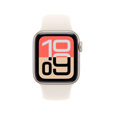 Apple Watch SE 3 (2025), 44 мм, корпус из алюминия цвета "Сияющая звезда", спортивный ремешок (S/M)