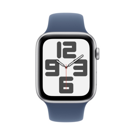 Apple Watch SE (2024), 44мм, корпус из алюминия серебристого цвета, Спортивный ремешок (M/L)