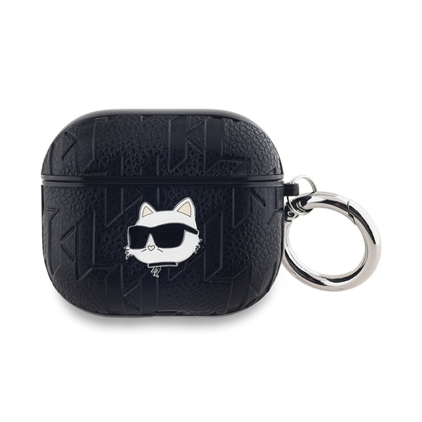 Чехол Lagerfeld PU Saffiano Monogram with ring NFT Metal Head K&С для AirPods Pro 3. Цвет: черный
