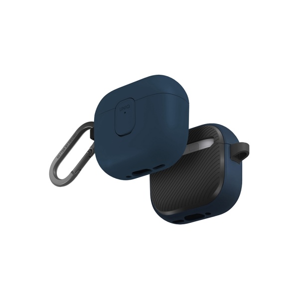 Чехол UNIQ  CLYDE Lock case для AirPods 4, силикон. Цвет: синий/темно-серый