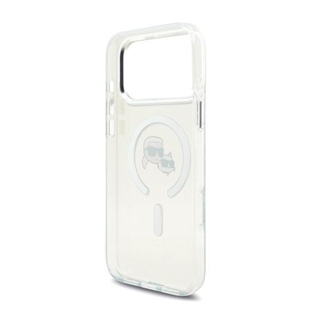 Чехол Lagerfeld IML NFT Karl & Choup Heads Metal camera для iPhone 17 Pro Max. Цвет: белый