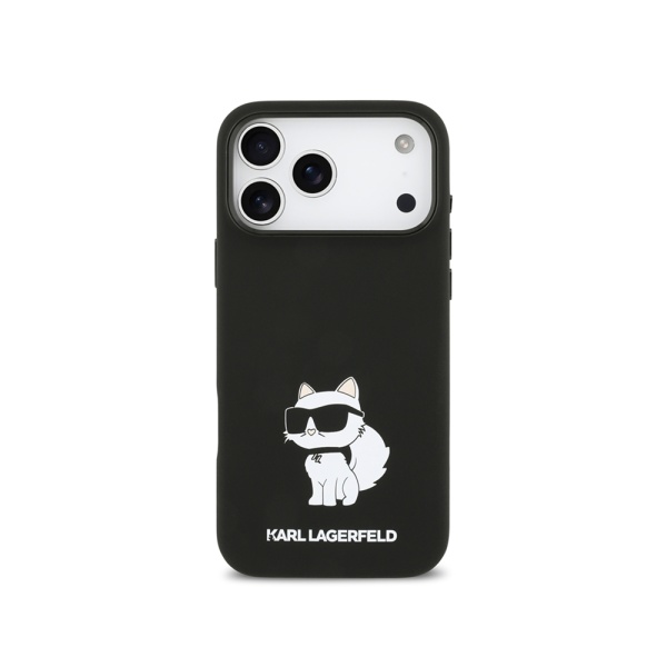 Чехол Lagerfeld Liquid silicone NFT Choupette Metal Cam для iPhone 17 Pro. Цвет: черный