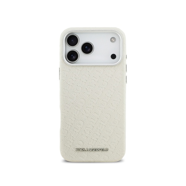 Чехол Lagerfeld PU Full Wrapped Repeated logo Metal Cam для iPhone 17 Pro. Цвет: бежевый