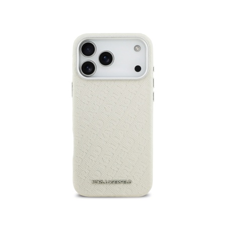 Чехол Lagerfeld PU Full Wrapped Repeated logo Metal Cam для iPhone 17 Pro. Цвет: бежевый