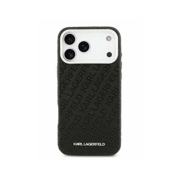 Чехол Lagerfeld PU Full Wrapped Repeated logo Metal Cam для iPhone 17 Pro. Цвет: черный
