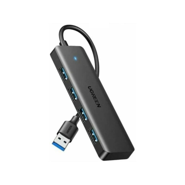 Хаб UGREEN CM219 4-Port USB3.0 Hub with USB-C Power Supply. Цвет: черный