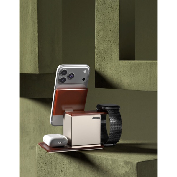 Беспроводное з/у VLP NEO Station 3 в 1 с Magsafe. Цвет: янтарно-серый