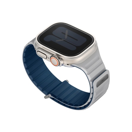 Ремешок силиконовый Uniq Revix EVO для Apple Watch 49/46/45/44 мм. Цвет: синий/серый