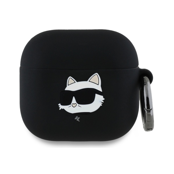 Чехол Lagerfeld Silicone case with ring NFT 3D Choupette для AirPods 4. Цвет: черный