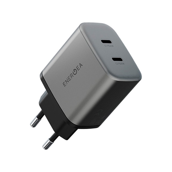 Адаптер питания EnergEA AmpCharge Gan45 2USB-C, PD/PPS, 45W. Цвет: серый
