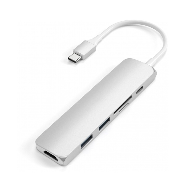 USB-C адаптер Satechi Type-C Slim multiport, V2. Цвет: серебристый