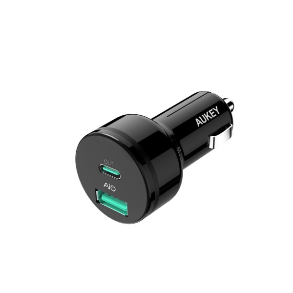 Автомобильное зу Aukey с 2 умными портами: 24 Ватт USB-C POWER DELIVERY и USB 12 Ватт/ 2.4А