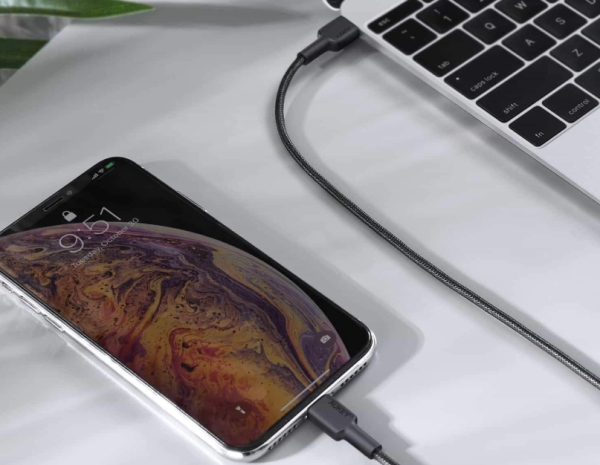 Кабель Aukey Braided Nylon MFi USB-C — Lightning 2м. Цвет: черный